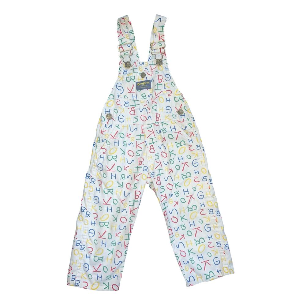 Vintage 90s OshKosh B'Gosh Vintage bib Overalls Osh spell out Print AOP size 3